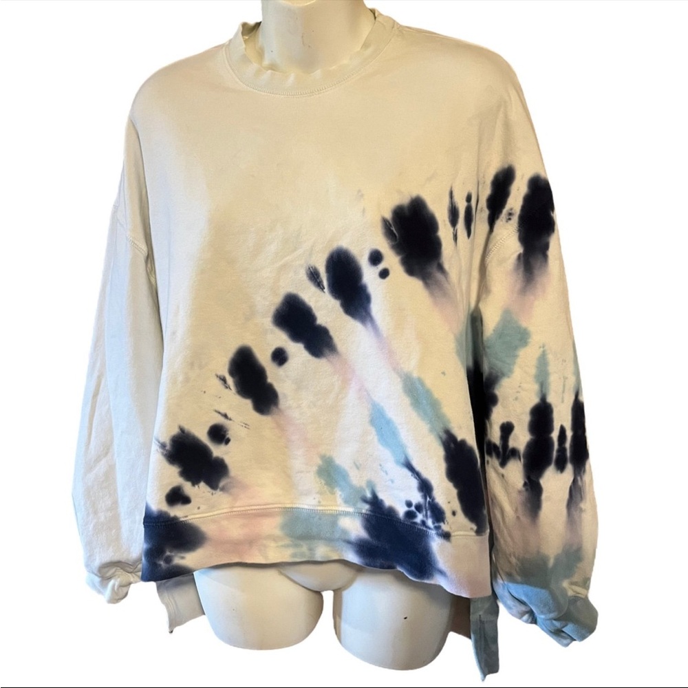 ELECTRIC & ROSE Tie-Dye Long Sleeve Loose Fit Sweatshirt Women's Small White.